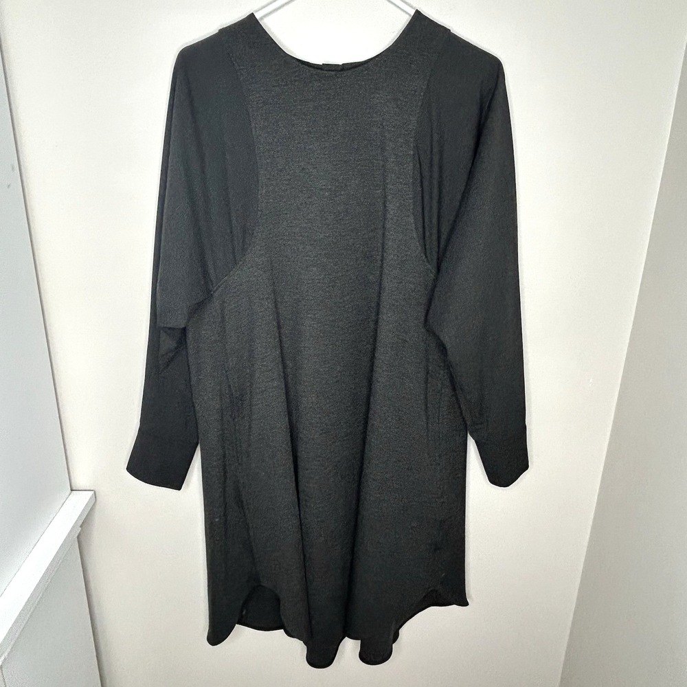 MEIMEIJ Lagenlook Swing Dress Sz 40 US 10 Gray Exposed Zip Artsy Pockets Relaxed